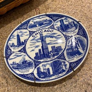 Chicago Blue and White Souvenir Ornament Plate